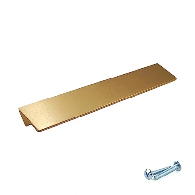 Image of M4TEC Bar Kitchen Cabinet Door Handles Cupboards Drawers Bedroom Furniture Finger Edge Pull Handle Brushed Brass. VE8 Series: 96 mm