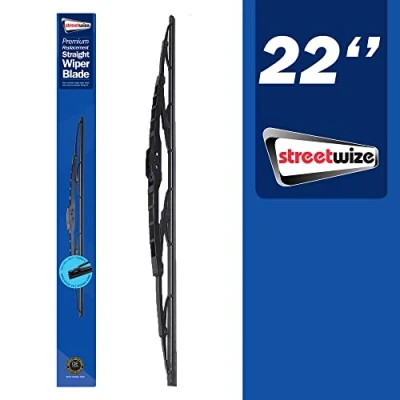 Image of Streetwize 11’’ to 32’’ Heavy Duty Natural Soft Rubber Wiper Blade Kit, Universal Adaptor Kit Included Standard/Curved (22 Inch, Standard)