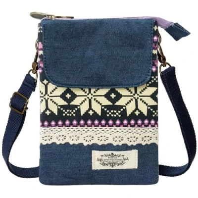 Image of KXF Cell Phone Pouch Purse Wallet Canvas Zipper Ethnic Style Small Crossbody Messenger Bag Mini Shoulder with Adjustable Strap for Women Girls