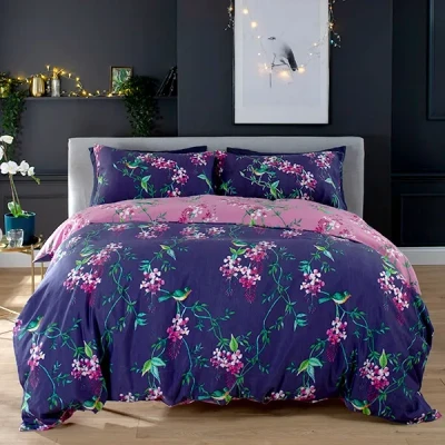 Image of Deyongs Bird Garden Duvet Single Set Plum