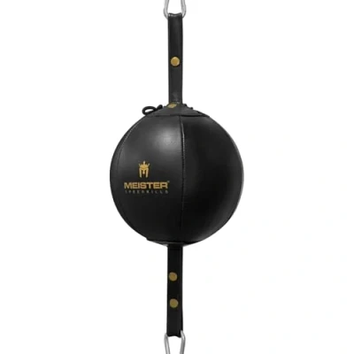 Image of Meister SpeedKills Double End Leather Speed Bag w/Bungees &amp; Lightweight Latex Bladder Black Medium (7.0&quot;)