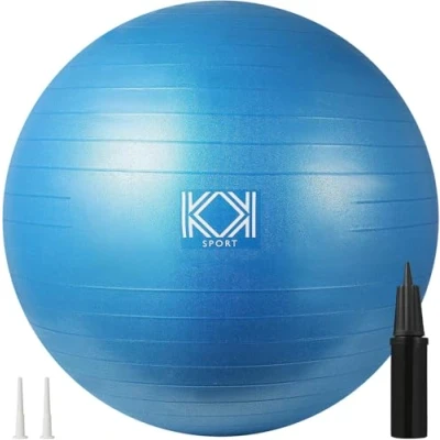 Image of KK Exercise Ball Anti Burst Gym Ball, Fitness For Yoga, Pilates Training, Swiss With Hand Pump (Blue: 55CM)