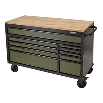 Image of Bunker Workbench Roller Tool Cabinet, 10 Drawer, 56&quot;, Green