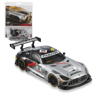 Image of Hot Wheels Premium Mercedes AMG GT3, Officially Licensed Replicas for Adult Collectors, Real Riders Tires, Metal/Metal Body &amp; Chassis, HMD44