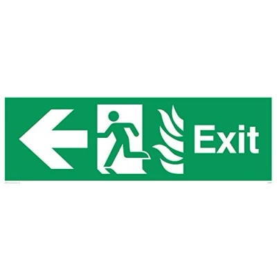 Image of Viking Signs SG688 L62 V Fire &quot;Exit&quot; Sign, Left Arrow, Vinyl, 200 mm H x 600 W