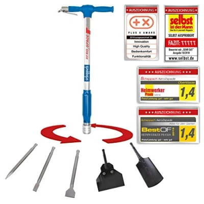 Image of Scheppach Air Spade Aero2Spade for Compressor (Compressed Hammer 27 Joules, 6.3 Bar, Combination Device with Quick Change System, Compressed Chisel incl. 5 Tool attachments Set)