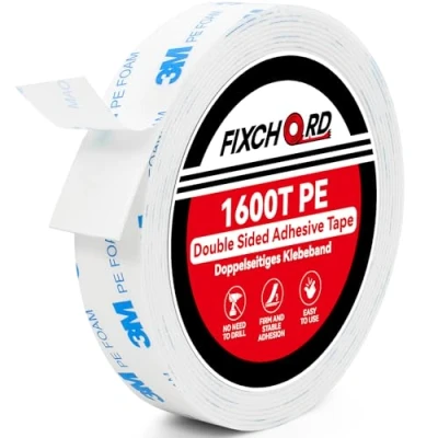 Image of FIXCHORD 3M 1600T PE Double Sided Adhesive Tape, Tape Heavy Duty Mounting Sticky Waterproof for Home, Office &amp; School Decor 3m*20mm