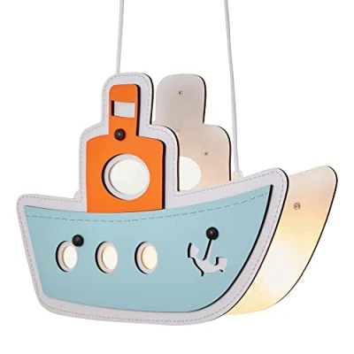 Image of LITECRAFT Glow Boat Ceiling Pendant 1 Light Children&#039;s Lighting Orange, Blue
