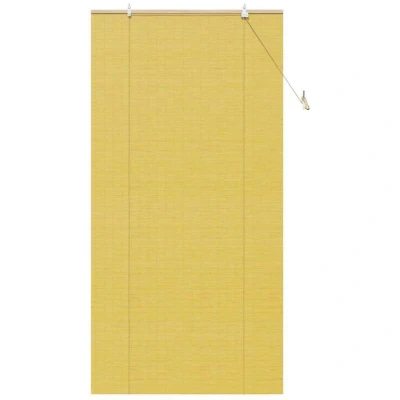 Image of vidaXL Window Blinds &amp; Shades with Curtains Manual Yellow 100 x 220 cm Bamboo