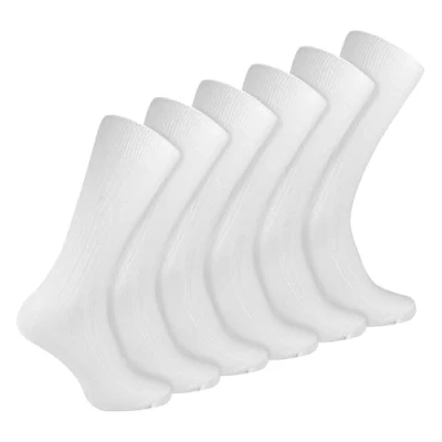 Image of 6 Pairs Multipack Mens Ribbed Dress Socks Sock Snob Breathable Crew Cotton (6 11, White)