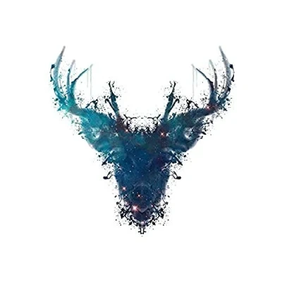 Image of Wee Blue Coo Ink Splat Deer Stag Unframed Art Print Poster Wall Decor 12X16 Inch