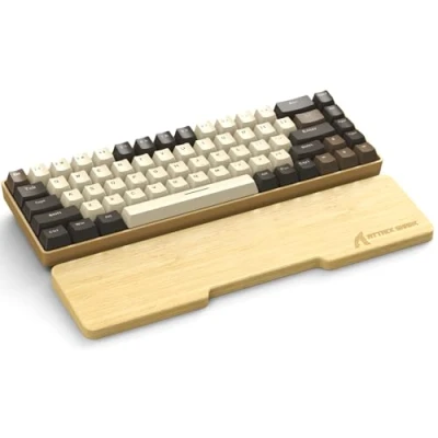 Image of Attack Shark 68 Keys Natural Bamboo Wrist Rest,Ergonomic Hand Rest Support for Improved Typing &amp; Gaming Comfort,Eco Friendly,Moisture Resistant,Wooden Feel,Non Slip,Portable Mechanical Keyboard