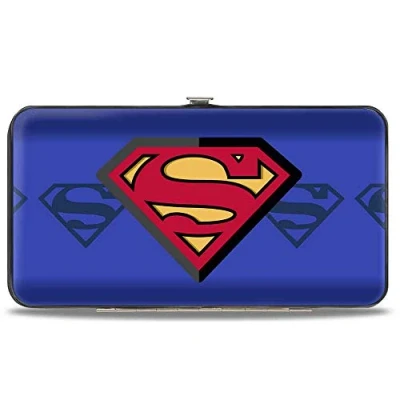 Image of Buckle Down Wallet Hinge Superman Shield Centered/Shield Stripe Blues unisex adults