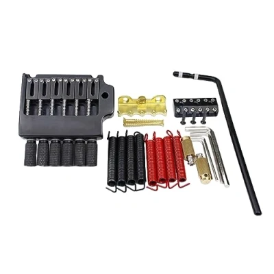 Image of Guyker 6 String Bridge Saddle with Lock, Spring and Screw, Pop In Bar for Headless Guitar Complete Install Kit, WT002, Black