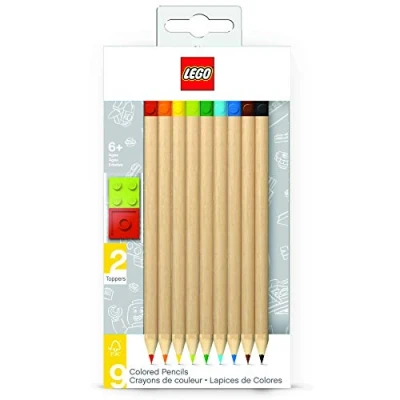 Image of Lego LE51515 9 Pack Coloured Pencils With Toppers, Assorted Colours