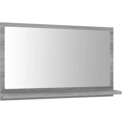 Image of vidaXL Modern Bathroom Mirror with Shelf Grey Sonoma Engineered Wood Easy to Clean Practical for Organizing Toiletries, 60x10.5x37 cm