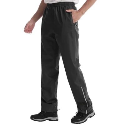 Image of iCreek Mens Overtrousers Lightweight Waterproof Trousers Work Breathable Windproof,Outdoor rain Pants Black