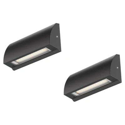 Image of ledscom.de 2 LED Wall Light/Staircase Light SEGIN for Outdoors, IP54, Flat, Downlight, Black matt, Angular, 3.6 W, 278lm, Cool White