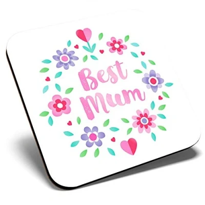 Image of Great Single Coaster Square Best Mum Mother Mummy Flowers Glossy Quality Coasters Tabletop Protection for Any Table Type #44275