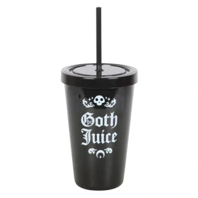 Image of Gothic Tumbler with Straw Dark Matter Drinkware, Unique Gifts Statement Piece, Bold White Design on Sleek Black Background 500ml
