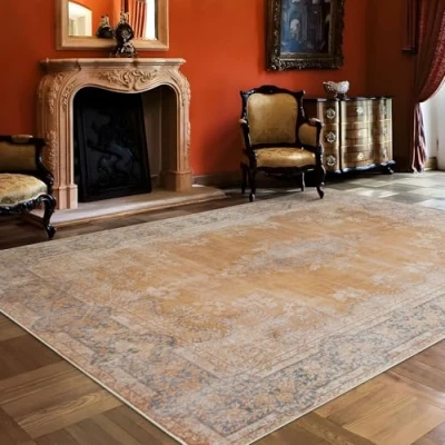 Image of TALETA Short Pile Non Slip Colourful Rug Living Room Washable Bedroom Vintage Oriental Rugs for Large: 140 x 200 cm