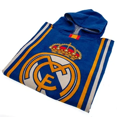 Image of Real Madrid Beach Poncho Cotton Towel Leisure and Sportwear Children, Youth Unisex, Multicoloured (Multicoloured), One Size