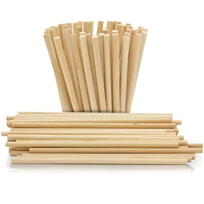 Image of Yolli 100Pcs 114mm x 4mm (4.5&quot;) Round Wooden Lollipop Sticks Cake Pop for Crafts or Food Use Safe Dowling Lolly Pops