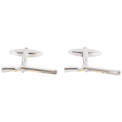 Image of David Van Hagen Mens Two Tone Shotgun Cufflinks Silver/Gold