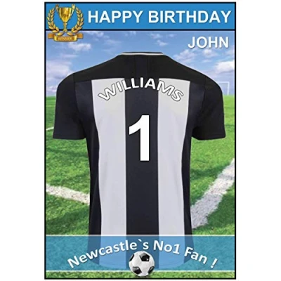 Image of Personalised Newcastle Jersey Football Birthday Card (19 20)