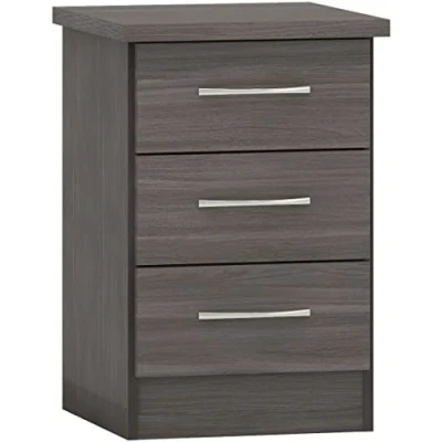 Image of Seconique Nevada 3 Drawer Bedside in Black Wood Grain