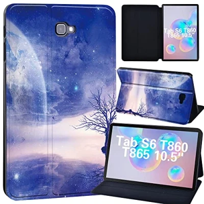 Image of Leather slim lightweight Stand Cover Case Fit Samsung Galaxy Tab S6 10.5 SM T860/T865 2019,Full Body Shockproof Smart Shell Trifold with Auto Sleep/Wake (space012)