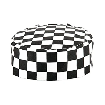 Image of Whites Chefs Apparel A161 Chef Skull Cap, Big Black and White Check
