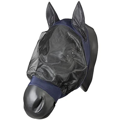 Image of PFIFF 101977 fly mask for horses, blue, size: Cob/ thoroughbred