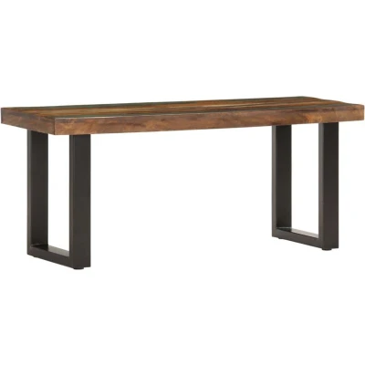 Image of vidaXL Bench 110 cm Solid Reclaimed Wood and Steel