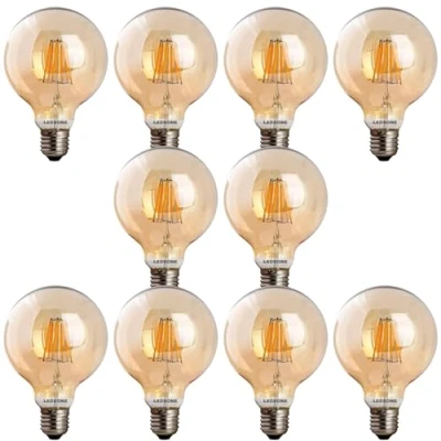 Image of LEDSone Dimmable G95 E27 LED Edison Style Light Bulbs 8W 800lumens, Screw Decorative Filament Amber Globe Glass Warm White Lighting 2700K 10 Pack