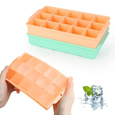 Image of JOPHEK Ice Cube Tray, Pack of 2, 30 Compartments Silicone Large Square Cubes, 3.5 cm for Cocktails, Whisky, Wine, Fruit, Fruit Purees, Cream, Iced Tea