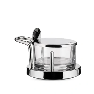 Image of Alessi 5071 Design Cheese Cellar, Glass and Stainless Steel,4.5 x 12 4.5 cm, Silver