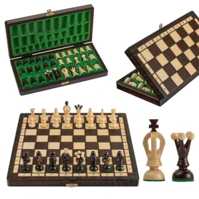 Image of Master of Chess Wooden Set with Pieces &quot;ROYAL CHESS&quot; 35 cm / 14 in Handmade Foldable Board Game for Adults and Kids