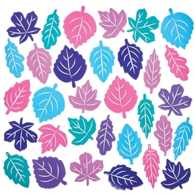 Image of Baker Ross FX862 Winter Leaf Foam Stickers Pack of 144, Christmas Sticker Embellishments for Decorations and Cards