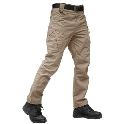Image of TACVASEN Military Trousers Mens Tactical Outdoor Hiking Pants Walking Work Cargo Khaki,32