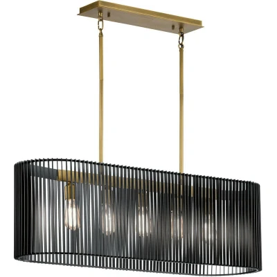 Image of Kichler Linara Wire Frame Pendant Ceiling Light Black &amp; Natural Brass