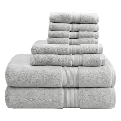 Image of Madison Park 800GSM 100% Cotton Luxurious Bath Towel Set, Silver, Multi Sizes