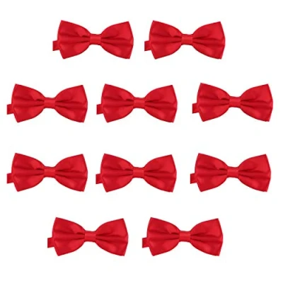Image of DonDon Set of 10 Men’s bow tie 4.72 x 2.36 12 6 cm already tied and completely adjustable Red Cherry
