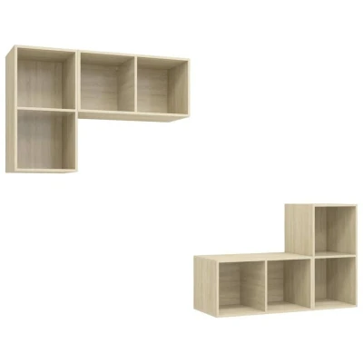 Image of vidaXL Wall mounted TV Cabinets 4 pcs Sonoma Oak Engineered Wood