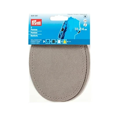 Image of Prym 929381 Patches Imitation Suede Iron on 10 x 14 cm Grey, Light Gray, cm, Hellgrau, 2 Stück