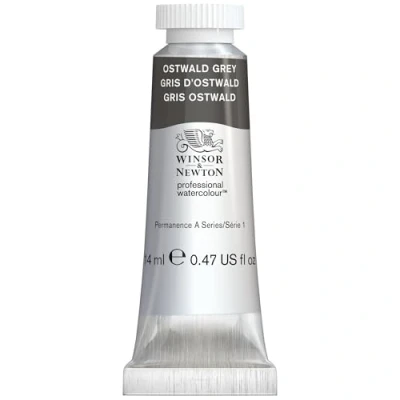 Image of Winsor &amp; Newton 0105428 Professional watercolour Ostwald Grey, 15 ml tube paint, vibrant colours in artist quality, high colour brilliance and clarity, lightfast