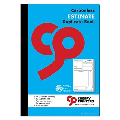 Image of Cherry Carbonless NCR Estimate Duplicate Book A4 50 Sets