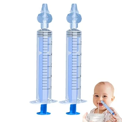 Image of 2pcs Baby Nasal Aspirator, 10ml Syringe Irrigator, Reusable Silicone Suction Tip, Irrigator for Baby, Nose Cleaner Rinsing Device, Safe and Comfortable