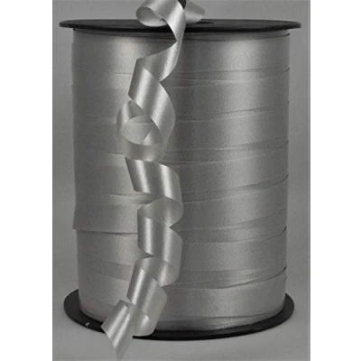 Image of Polypropylene Curling Ribbon Silver 10mm x 1 Metre Cut from roll