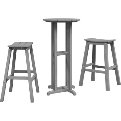 Image of vidaXL 3 Piece Garden Bar Set Light Grey HDPE